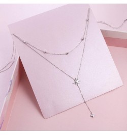 925 sterling Silver Cubic Zirconia Star/Snowflake/Teardrop Pendant Necklace for Women Girls Star Y Necklace $13.23 Others