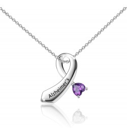 Alzheimer's Ribbon Necklace Purple Ribbon Jewelry Alzheimer's Awareness Ribbon Jewelry Alzheimer's Ribbon N $8.41 Necklaces