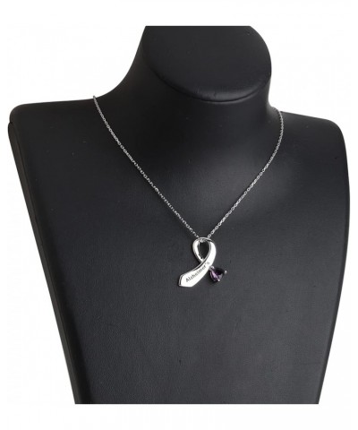 Alzheimer's Ribbon Necklace Purple Ribbon Jewelry Alzheimer's Awareness Ribbon Jewelry Alzheimer's Ribbon N $8.41 Necklaces