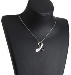 Alzheimer's Ribbon Necklace Purple Ribbon Jewelry Alzheimer's Awareness Ribbon Jewelry Alzheimer's Ribbon N $8.41 Necklaces