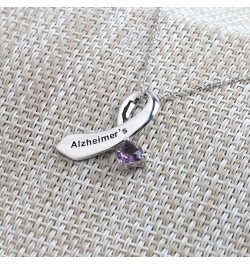 Alzheimer's Ribbon Necklace Purple Ribbon Jewelry Alzheimer's Awareness Ribbon Jewelry Alzheimer's Ribbon N $8.41 Necklaces