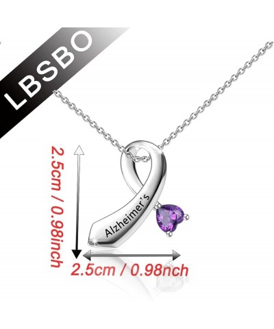 Alzheimer's Ribbon Necklace Purple Ribbon Jewelry Alzheimer's Awareness Ribbon Jewelry Alzheimer's Ribbon N $8.41 Necklaces