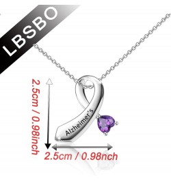 Alzheimer's Ribbon Necklace Purple Ribbon Jewelry Alzheimer's Awareness Ribbon Jewelry Alzheimer's Ribbon N $8.41 Necklaces