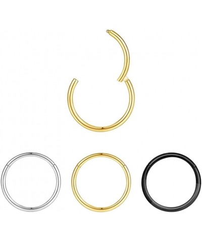 4Pcs 16G 18G 20G Surgical Steel Nose Rings Hoops Hinged Clicker Septum Ring lip ring Cartilage Hoop Gold Silver Rose Gold Bla...