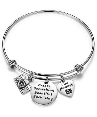 Photographer Gift Camera Bracelet Create Something Beautiful Each Day Charm Jewelry camera bracelet $10.24 Bracelets