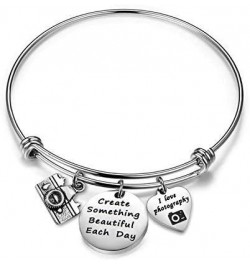 Photographer Gift Camera Bracelet Create Something Beautiful Each Day Charm Jewelry camera bracelet $10.24 Bracelets