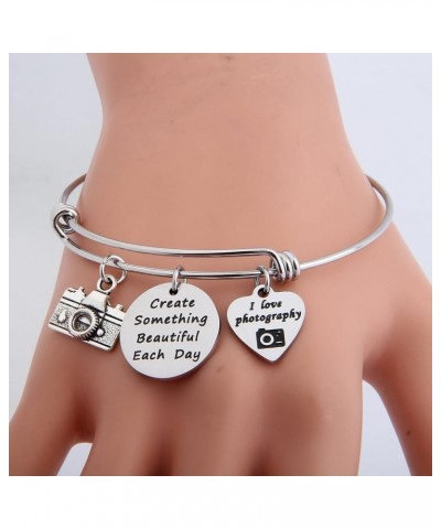 Photographer Gift Camera Bracelet Create Something Beautiful Each Day Charm Jewelry camera bracelet $10.24 Bracelets