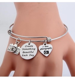 Photographer Gift Camera Bracelet Create Something Beautiful Each Day Charm Jewelry camera bracelet $10.24 Bracelets