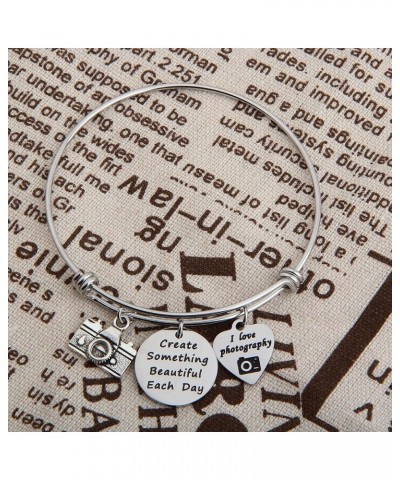 Photographer Gift Camera Bracelet Create Something Beautiful Each Day Charm Jewelry camera bracelet $10.24 Bracelets