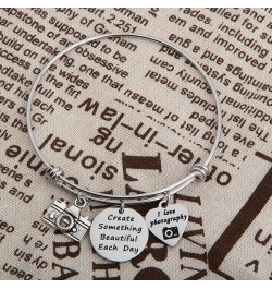 Photographer Gift Camera Bracelet Create Something Beautiful Each Day Charm Jewelry camera bracelet $10.24 Bracelets