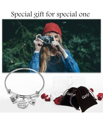 Photographer Gift Camera Bracelet Create Something Beautiful Each Day Charm Jewelry camera bracelet $10.24 Bracelets