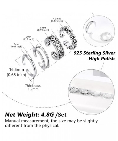 Sterling Silver Toe Rings for Women Teen Girls, Adjustable Summer Toe Jewelry with Delicate Gift Packaging 09. Different Set ...