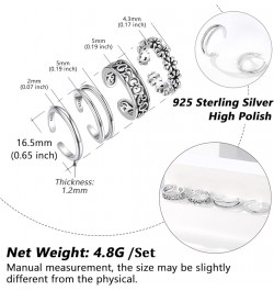 Sterling Silver Toe Rings for Women Teen Girls, Adjustable Summer Toe Jewelry with Delicate Gift Packaging 09. Different Set ...