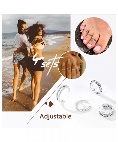 Sterling Silver Toe Rings for Women Teen Girls, Adjustable Summer Toe Jewelry with Delicate Gift Packaging 09. Different Set ...