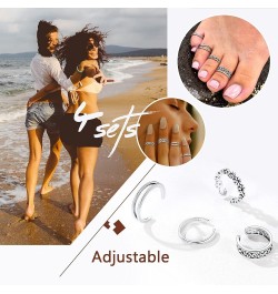 Sterling Silver Toe Rings for Women Teen Girls, Adjustable Summer Toe Jewelry with Delicate Gift Packaging 09. Different Set ...