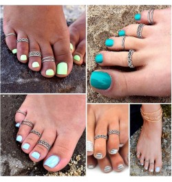 Sterling Silver Toe Rings for Women Teen Girls, Adjustable Summer Toe Jewelry with Delicate Gift Packaging 09. Different Set ...