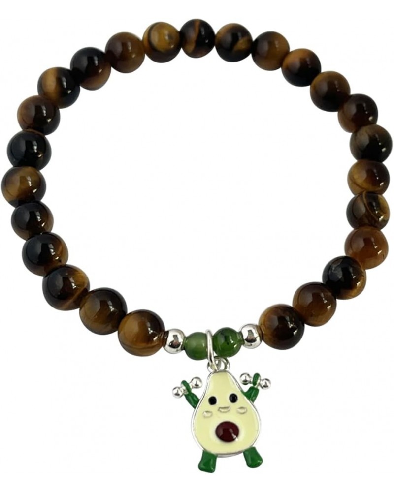 Natural Tiger Eye Stone with Hetian Jade 925 Sterling Silver Avocado Bracelet $10.55 Bracelets