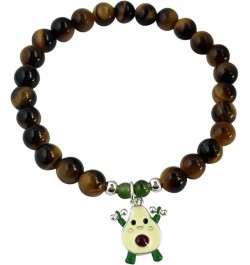 Natural Tiger Eye Stone with Hetian Jade 925 Sterling Silver Avocado Bracelet $10.55 Bracelets