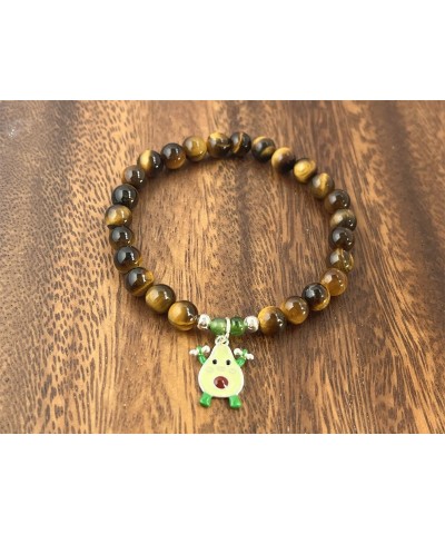 Natural Tiger Eye Stone with Hetian Jade 925 Sterling Silver Avocado Bracelet $10.55 Bracelets