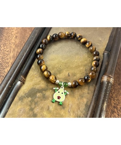 Natural Tiger Eye Stone with Hetian Jade 925 Sterling Silver Avocado Bracelet $10.55 Bracelets