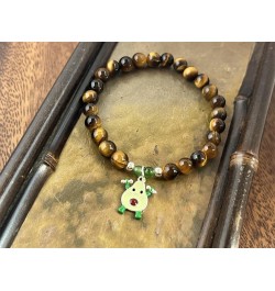 Natural Tiger Eye Stone with Hetian Jade 925 Sterling Silver Avocado Bracelet $10.55 Bracelets