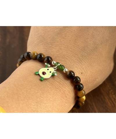 Natural Tiger Eye Stone with Hetian Jade 925 Sterling Silver Avocado Bracelet $10.55 Bracelets