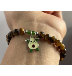 Natural Tiger Eye Stone with Hetian Jade 925 Sterling Silver Avocado Bracelet $10.55 Bracelets