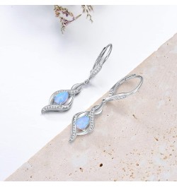 Opal Earrings 925 Sterling Silver October Birthstone Dangle Drop Dangly Leverback Earrings Valentine's Day Jewelry Gifts for ...