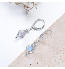 Opal Earrings 925 Sterling Silver October Birthstone Dangle Drop Dangly Leverback Earrings Valentine's Day Jewelry Gifts for ...