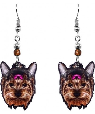 Dog Face Animal Graphic Dangle Earrings - Womens Fashion Handmade Jewelry Pet Lover Accessorie Yorkie/Brown $11.19 Earrings