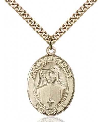 St. Maria Faustina Catholic Patron Saint Medal Pendant Necklace Charm, Made in USA Large/Gold Filled/24" chain $38.15 Necklaces