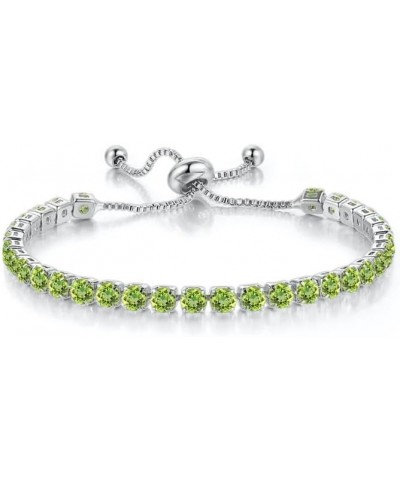 18k White Gold Round Adjustable Tennis Plated Bracelet Created Peridot $8.09 Bracelets