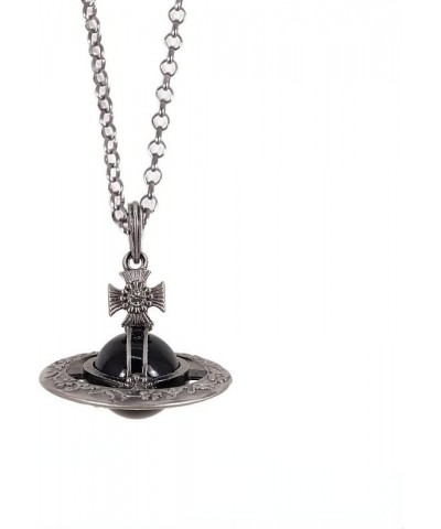 Saturn Necklace for Women Sky Star Saturn Planet Pendant Single Layered Necklaces for Women Obsidian Pendant $9.24 Necklaces