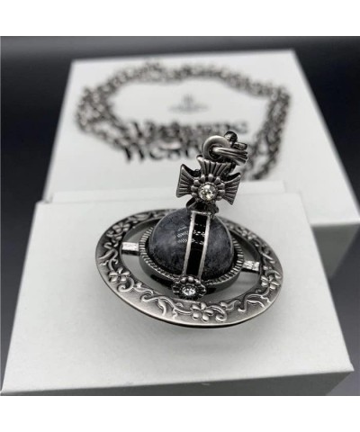 Saturn Necklace for Women Sky Star Saturn Planet Pendant Single Layered Necklaces for Women Obsidian Pendant $9.24 Necklaces