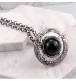 Saturn Necklace for Women Sky Star Saturn Planet Pendant Single Layered Necklaces for Women Obsidian Pendant $9.24 Necklaces