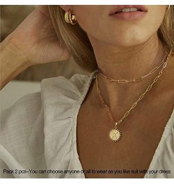 Dainty Layered Initial Necklaces for Women, Gold Plated Paperclip Chain Necklace Simple Cute Hexagon Letter Pendant Gold-K On...