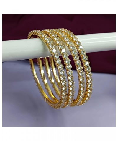 Indian Bangles for Women Round CZ Crystal Rhinestone Bracelet Bangle Set Indian Wedding Party Bangles Indian Bridal Bangles F...