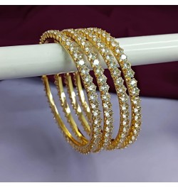 Indian Bangles for Women Round CZ Crystal Rhinestone Bracelet Bangle Set Indian Wedding Party Bangles Indian Bridal Bangles F...