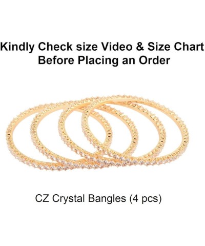 Indian Bangles for Women Round CZ Crystal Rhinestone Bracelet Bangle Set Indian Wedding Party Bangles Indian Bridal Bangles F...