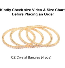 Indian Bangles for Women Round CZ Crystal Rhinestone Bracelet Bangle Set Indian Wedding Party Bangles Indian Bridal Bangles F...