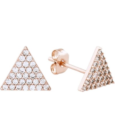 Venice 18k White Gold Plated Cubic Zirconia Triangle Stud Fashion Earrings Rose Gold - Clear $9.10 Earrings