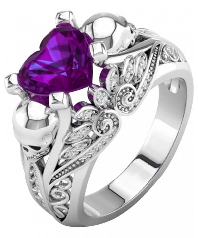 Self Love Heart Ring Women Ring Colorful Zircon Wedding Jewelry Rings Size Alloy 6-10 Gift Finger (White, 10) Purple 6 $6.38 ...