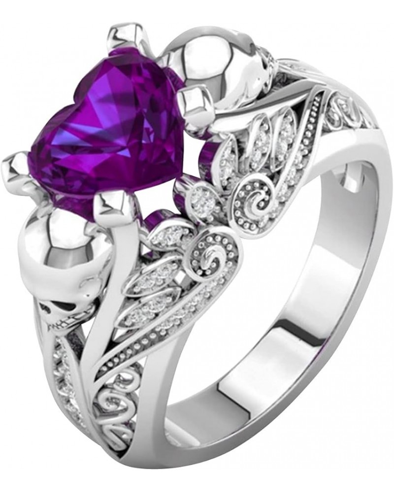 Self Love Heart Ring Women Ring Colorful Zircon Wedding Jewelry Rings Size Alloy 6-10 Gift Finger (White, 10) Purple 6 $6.38 ...