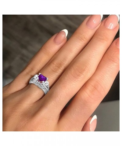 Self Love Heart Ring Women Ring Colorful Zircon Wedding Jewelry Rings Size Alloy 6-10 Gift Finger (White, 10) Purple 6 $6.38 ...