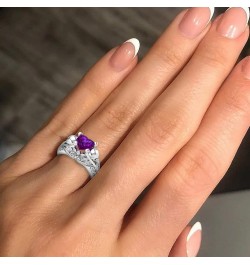 Self Love Heart Ring Women Ring Colorful Zircon Wedding Jewelry Rings Size Alloy 6-10 Gift Finger (White, 10) Purple 6 $6.38 ...