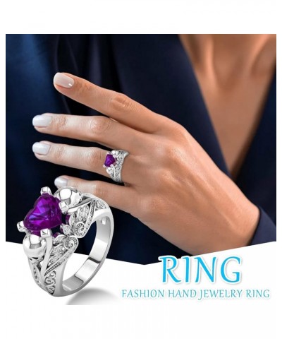 Self Love Heart Ring Women Ring Colorful Zircon Wedding Jewelry Rings Size Alloy 6-10 Gift Finger (White, 10) Purple 6 $6.38 ...