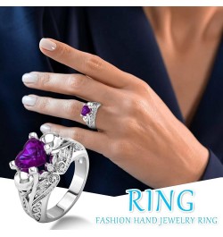 Self Love Heart Ring Women Ring Colorful Zircon Wedding Jewelry Rings Size Alloy 6-10 Gift Finger (White, 10) Purple 6 $6.38 ...