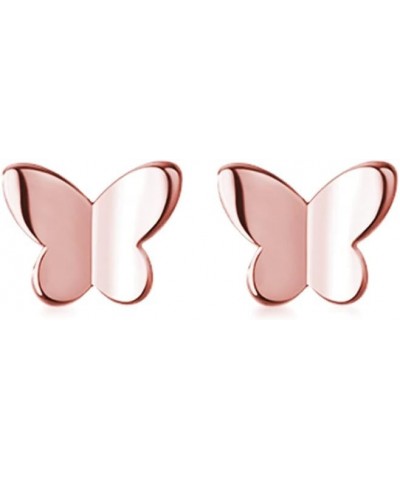 Solid 925 Sterling Silver Tiny Butterfly Earrings Studs for Women Teen Girls Tiny Cute Studs Earrings C-Rose Gold $7.64 Earrings