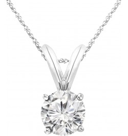 1/2-3.00 CT Diamond, 14k White Gold 4 Prong Set Round-cut Lab Grown Diamond Solitaire Stud Pendant Necklace (J, VS-SI) Jewelr...