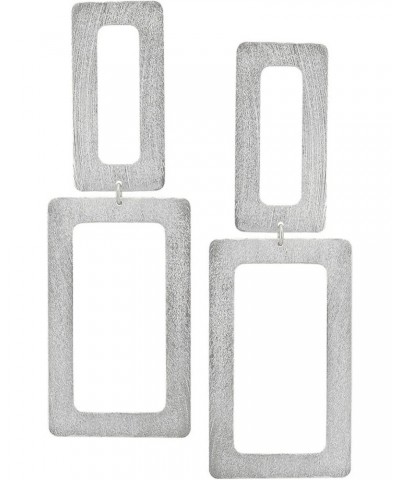 Double Open Rectangle Statement Earrings in Silver Plated $42.35 Earrings